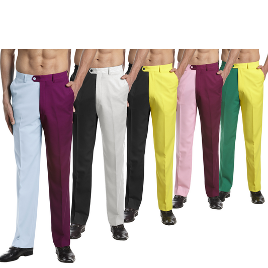 CONCITOR Mens Dress Pant Trousers Flat Front Solid Mix Multi Color Design