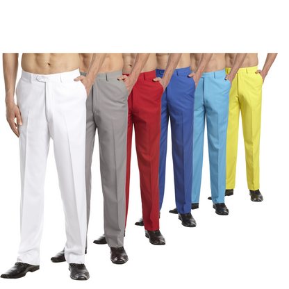 CONCITOR Men's Dress Pants Trousers Flat Front Slacks Solid Colors