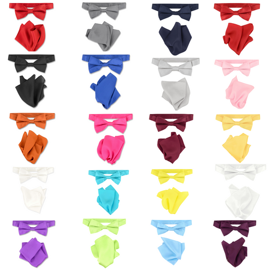 Concitor 100% Silk BowTie Solid Color Mens Bow Tie and Handkerchief for Tuxedo or Suit