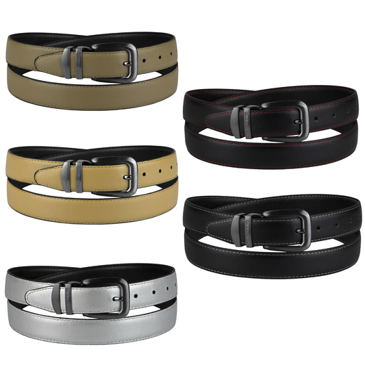 Concitor Clothing Reversible Bonded Leather Men's Belt with Pewter Tone Buckle