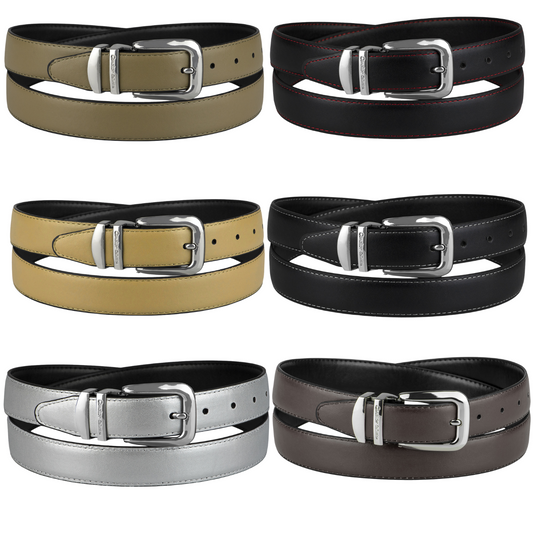 Concitor Clothing Reversible Bonded Leather Men's Belt with Silver Tone Buckle