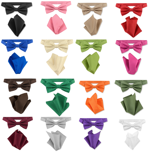 Vesuvio Napoli BowTie Vertical Stripes Mens Bow Tie Handkerchief