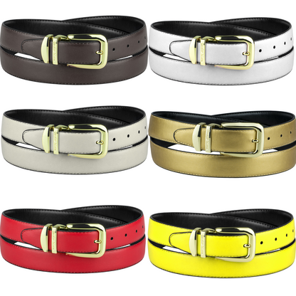 Concitor Clothing WIDE Reversible Bonded Leather Men's Belt with Gold Color Buckle