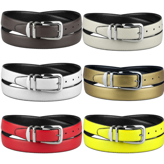 Concitor Clothing WIDE Reversible Bonded Leather Men's Belt with Silver Color Buckle