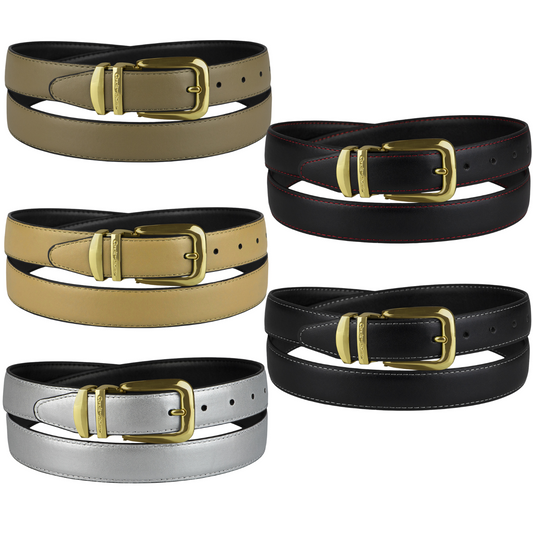 Concitor Clothing WIDE Reversible Bonded Leather Men's Belt with Gold Color Buckle