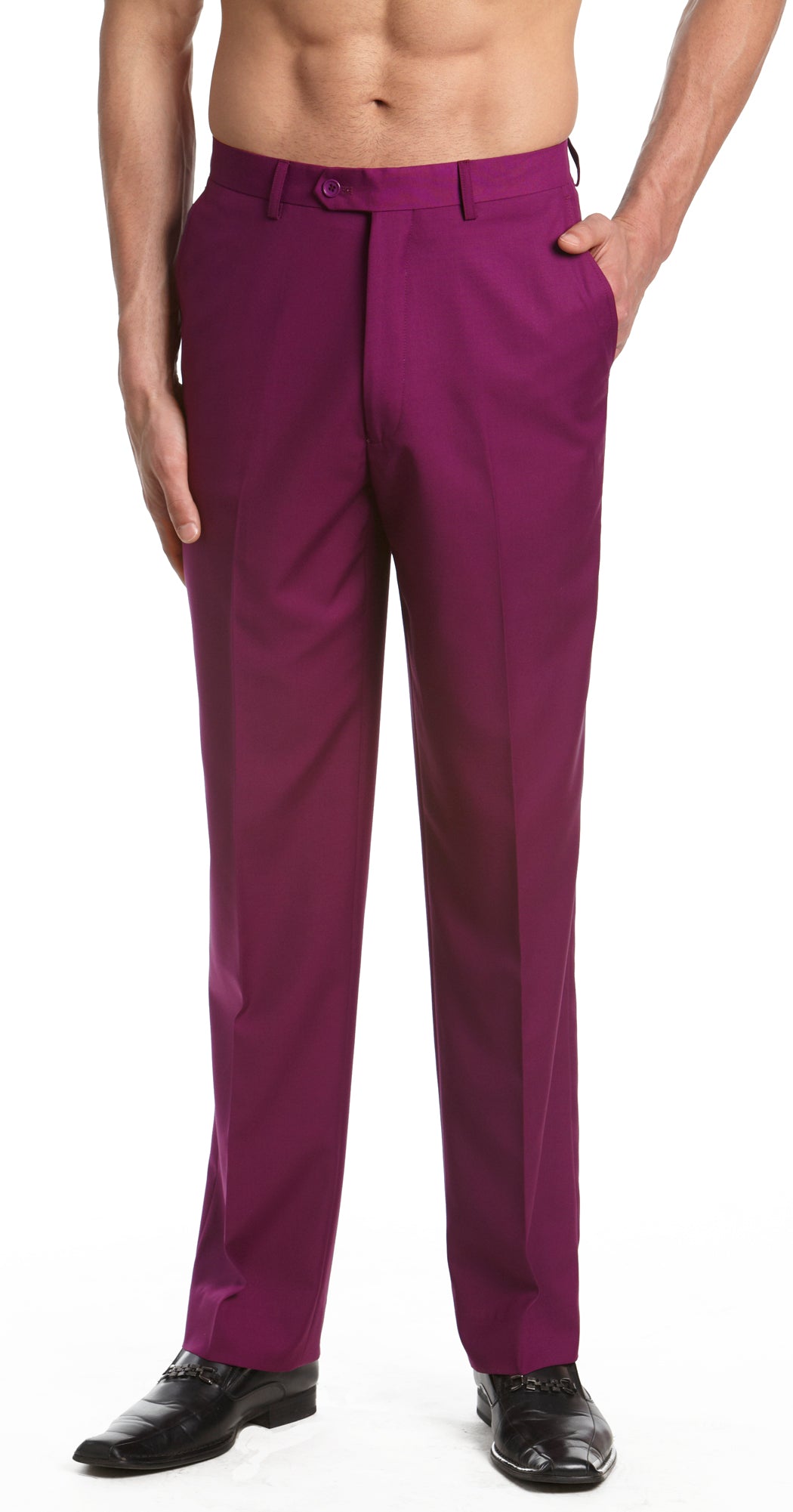 CONCITOR Men's Dress Pants Trousers Flat Front Slacks Solid Colors